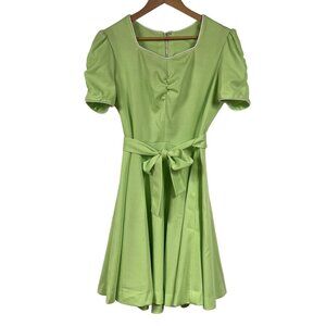 Vintage Handmade Lime Green Short Sleeve Mini Dress Size Small